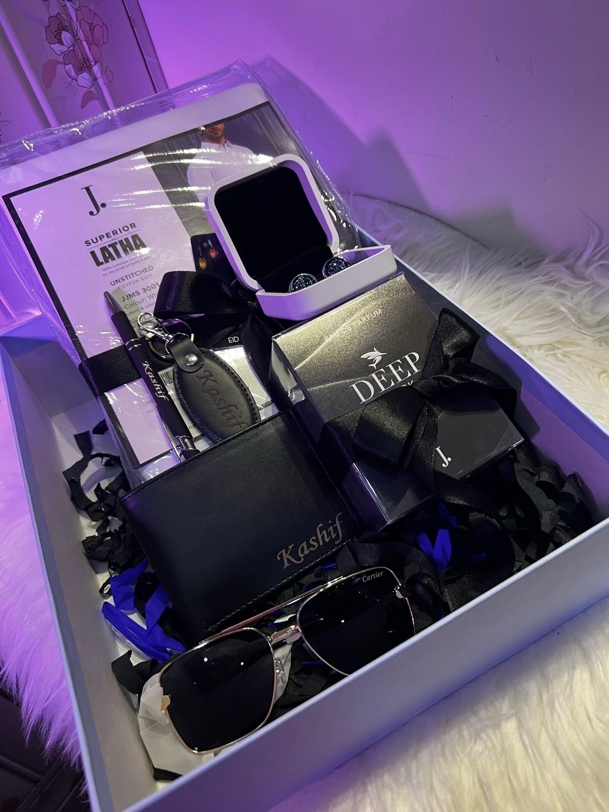 J. Exclusive Gift Box – Suit, Perfume & Custom Wallet Set